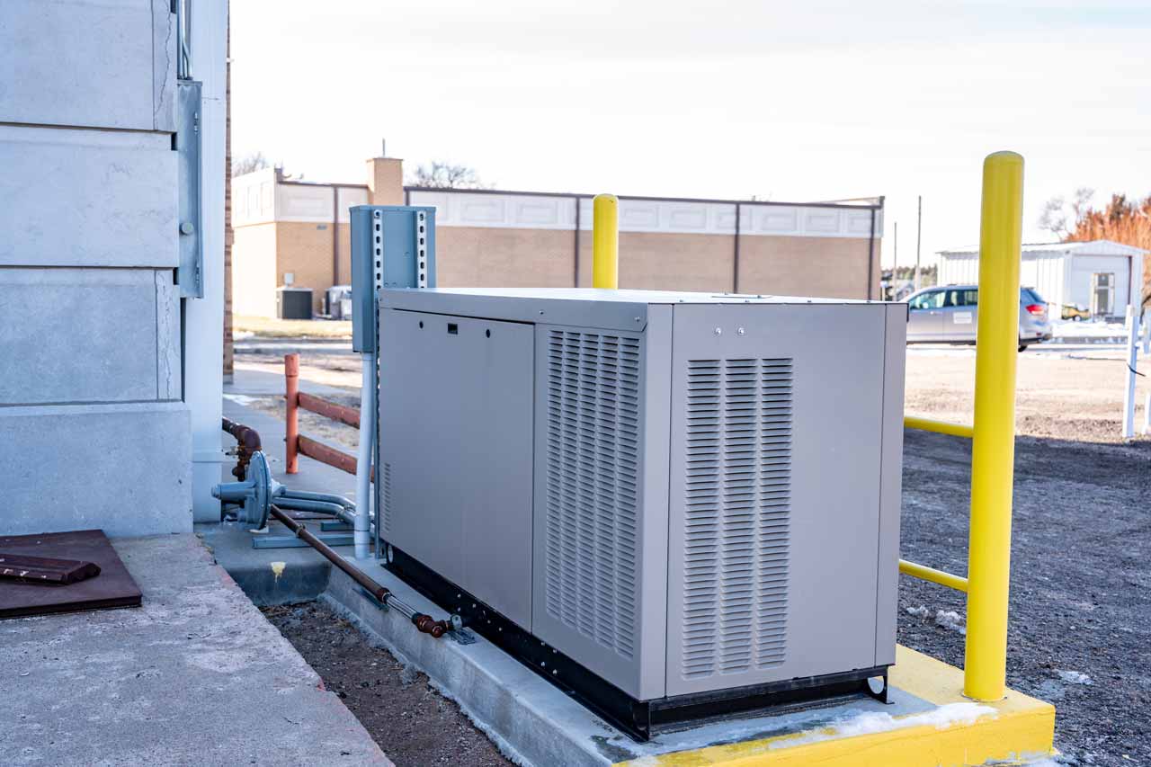 An outdoor natural gas generator