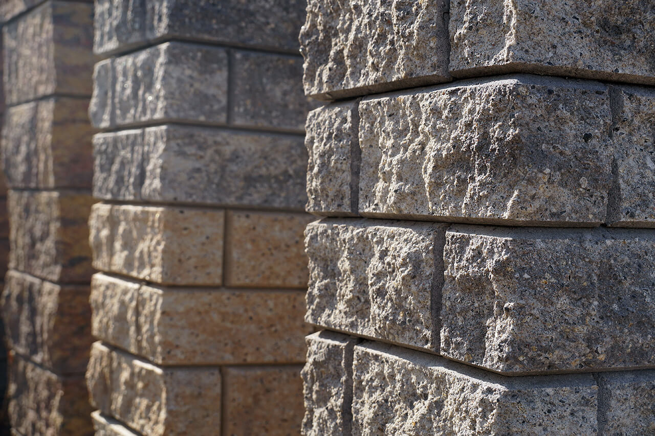 fence posts made of split face block