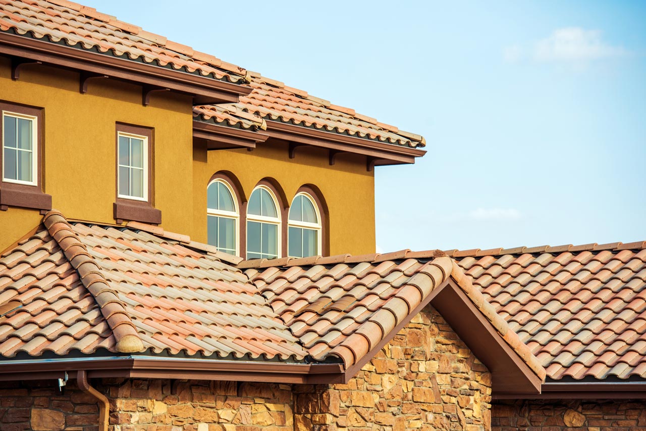 A house with slate roof tiles
